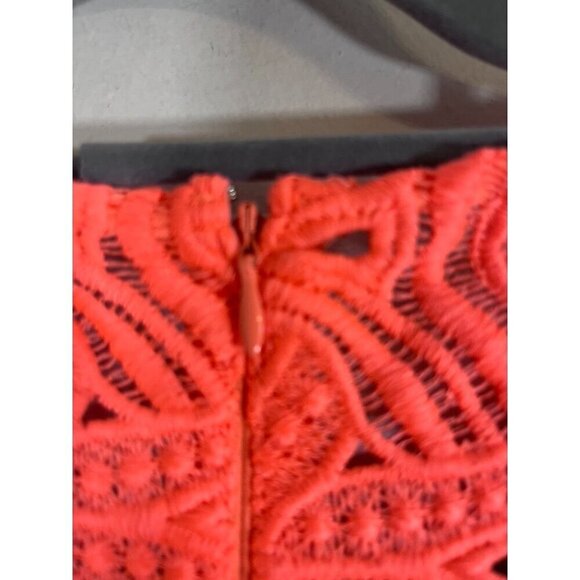 Gianni Bini Top S Orange Floral Lace Neon Coquette Feminine Coastal Preppy 80s - Picture 8 of 10